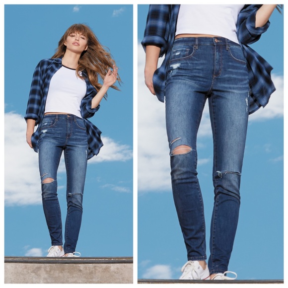 Garage Retro High Waist Jegging Skinny Jeans with Distressed 5 - Picture 1 of 10